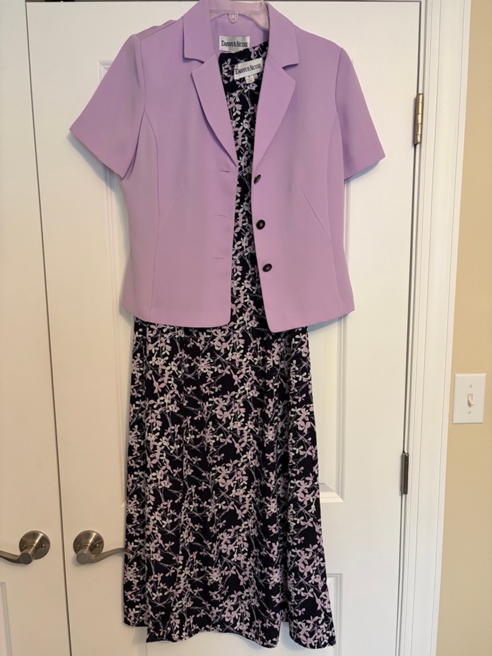 Danny & Nicole Lilac Short-Sleeve Blazer with Floral Print Dress